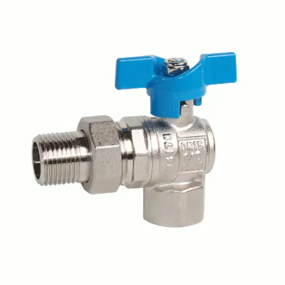Кран кульовий 1/2" з американкою кутовий Gross
